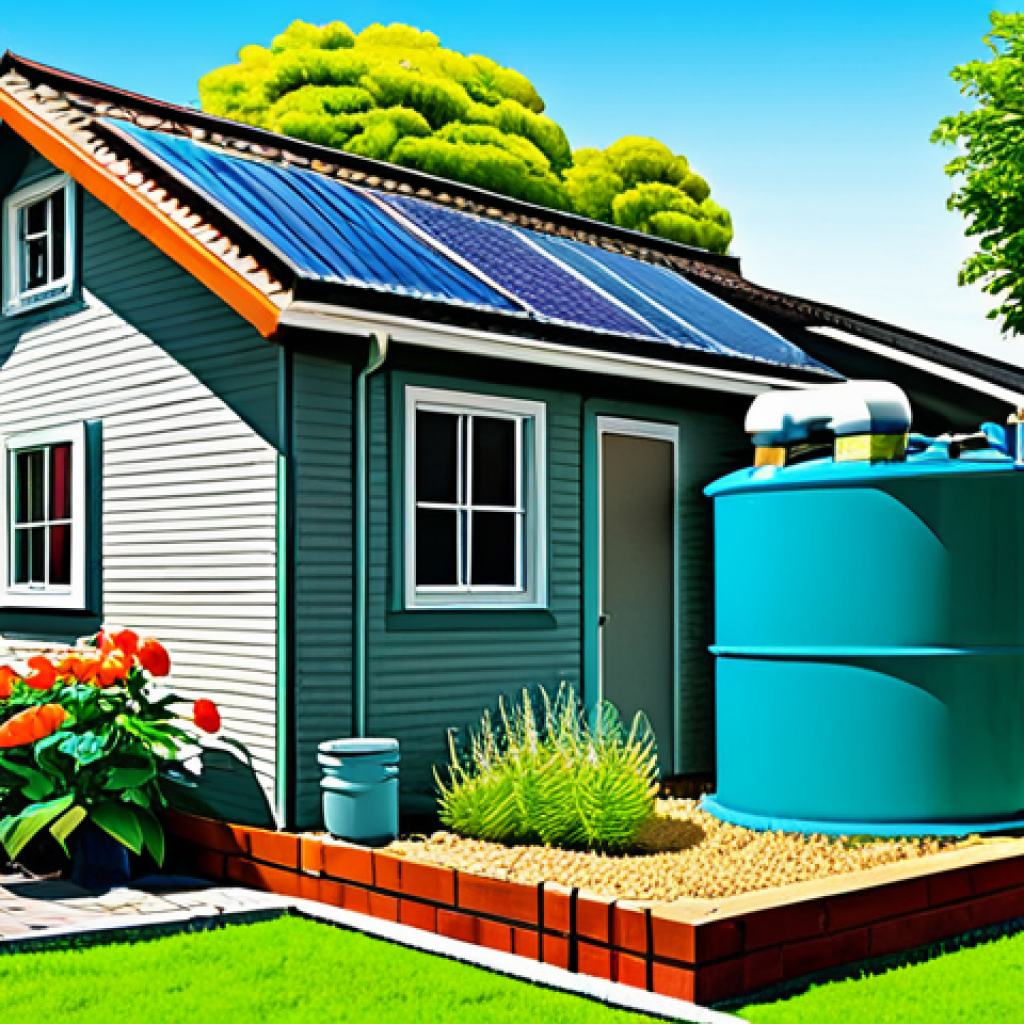 주택에서의 빗물 재활용 방법 - Rainwater Harvesting System - Educational Illustration**

"A diagrammatic illustration of a home rai...