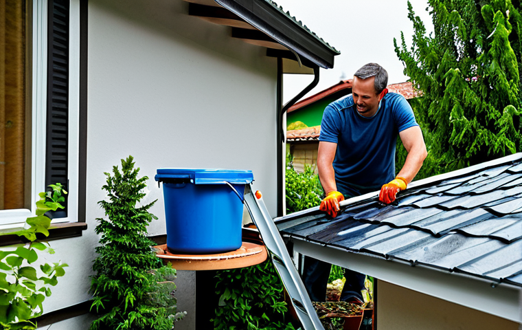 주택에서의 빗물 재활용 방법 - Rainwater Harvesting System - Educational Illustration**

"A diagrammatic illustration of a home rai...