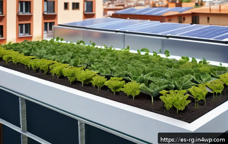 빗물 재활용을 위한 대안 기술 - A modern urban rooftop garden equipped with an integrated rainwater harvesting system featuring slee...
